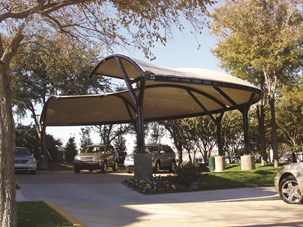 Custom shade structure shade for residential parking lot