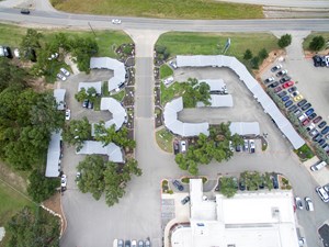 Mercedes auto dealership shade structures aerial view