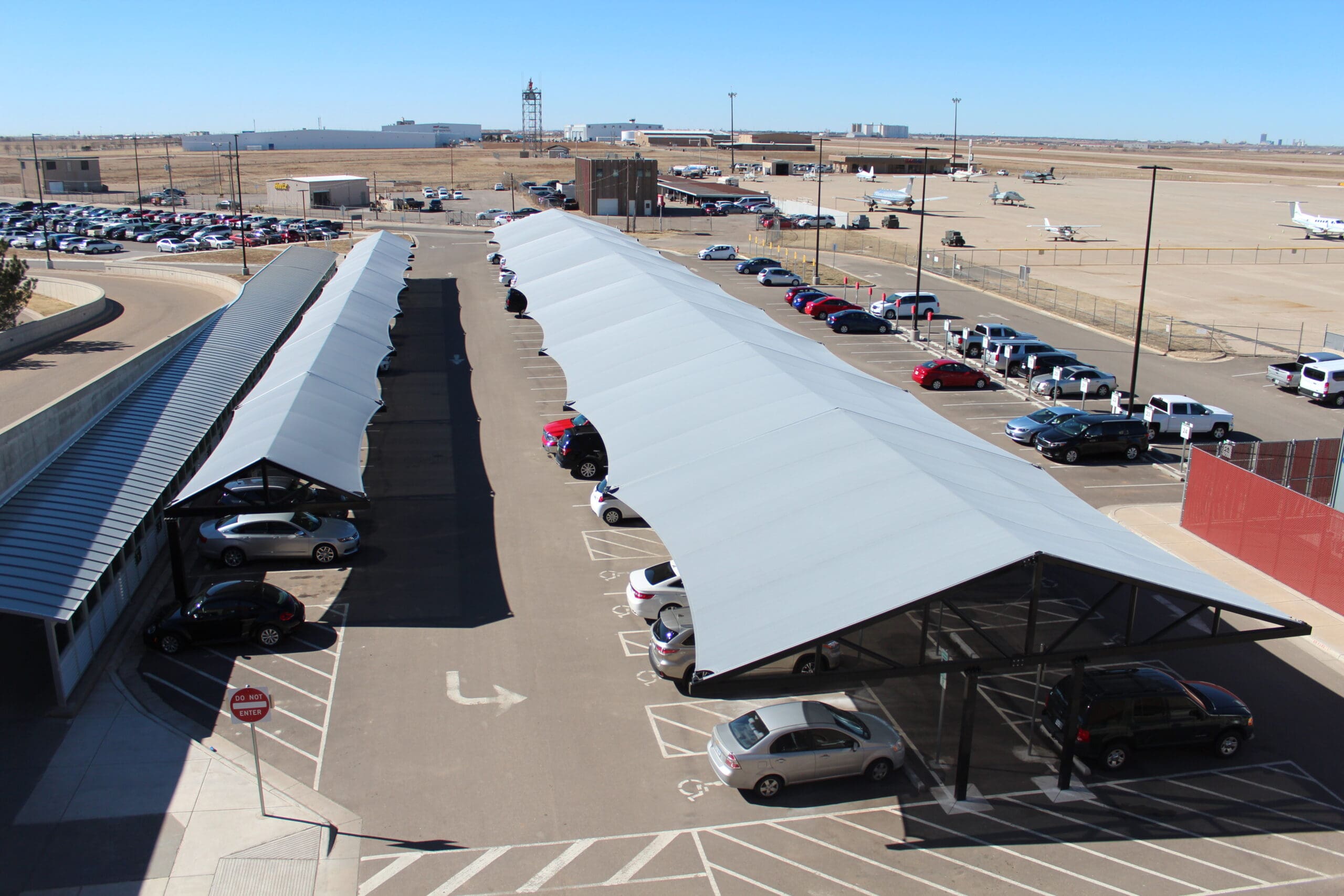 aerial view of covered parking at Amarillo Airport