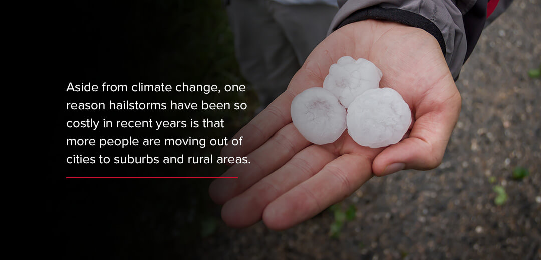 Suburb rural hail storm