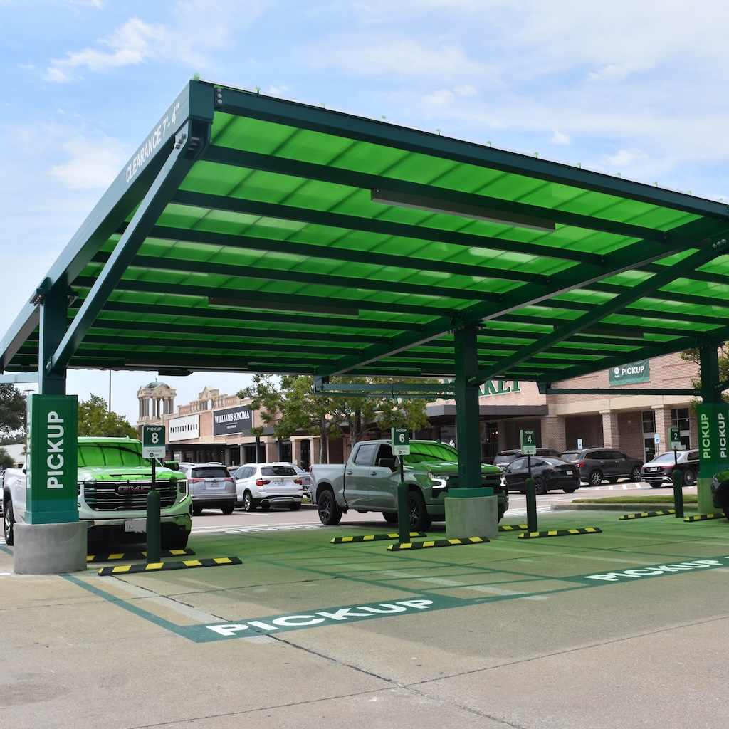curbside pickup cover by protective roof